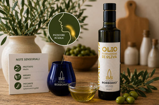 Perché l’olio extravergine pizzica in gola? Scopri cosa significa davvero, da cosa dipende e perché spesso è segno di qualità.